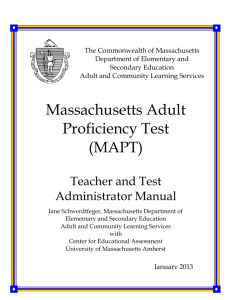 Procedures for Administering the Massachusetts Adult Proficiency Test