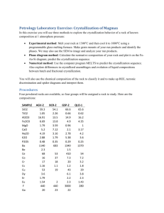 Petrology Laboratory Exercise: Crystallization of Magmas