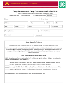 Camp Patterson Counselor Application