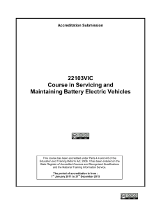 Course in Servicing and Maintaining Battery Electric Vehicles