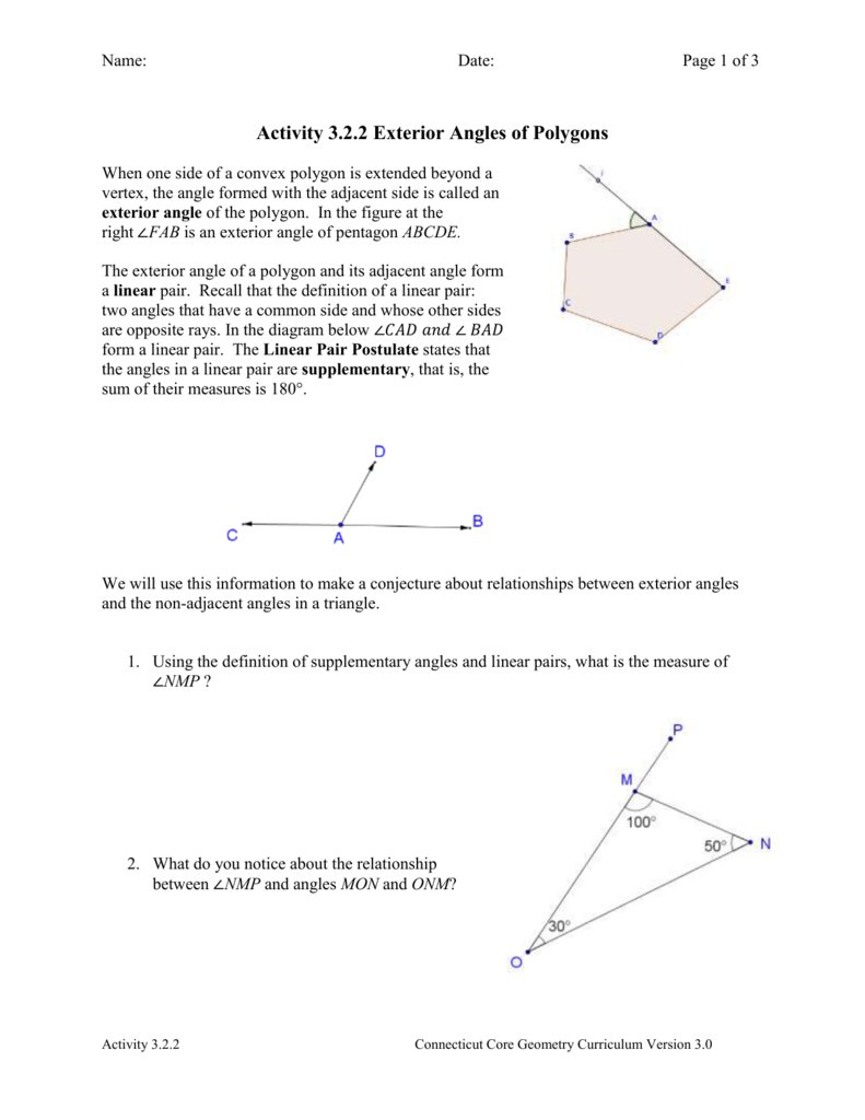 Activity 3 2 2 Exterior Angles Of Polygons
