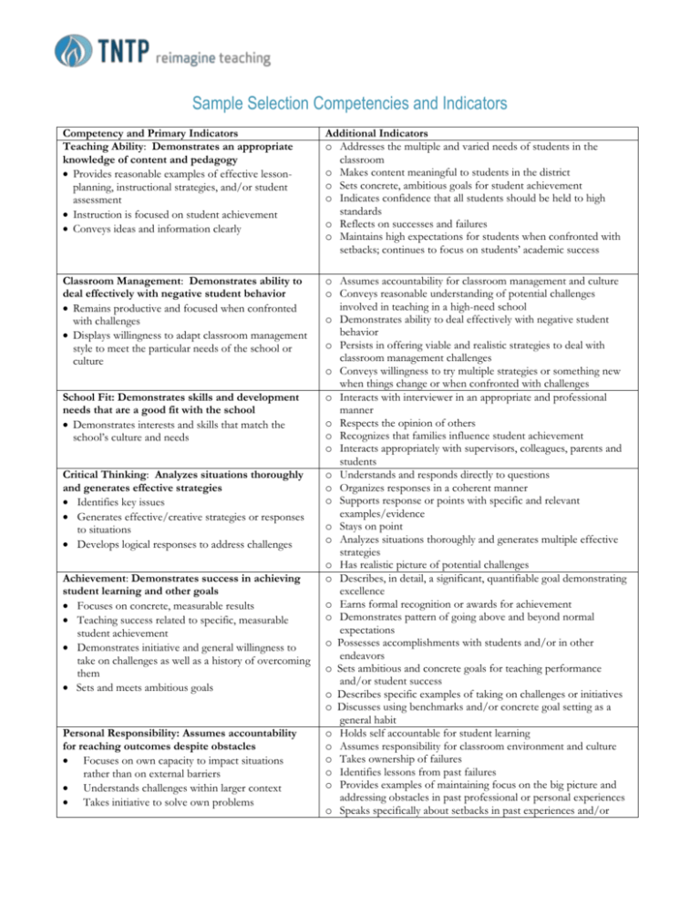 teaching competencies essay