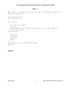 C Programming & Data Structure Lab Manual (R09)
