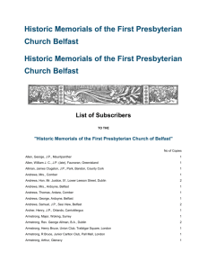 Historic Memorials of the First Presbyterian Church Belfast