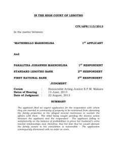 Makhohlisa v Makhohlisa - Lesotho Legal Information Institute