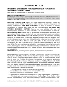 incidence of bleeding manifestations in fever with thrombocytopenia