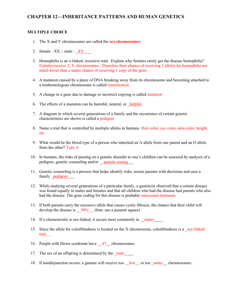 Chapter 12 Inheritance Patterns And Human Geics