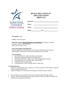HUMAN RELATIONS HRPO 1311 - Lone Star College System
