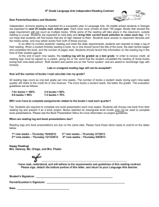 8th Grade Language Arts Independent Reading Contract Dear