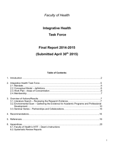 Integrative Health Task Force Report 2015 - Faculty of Health