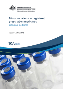 Minor variations to registered prescription medicines: Biological