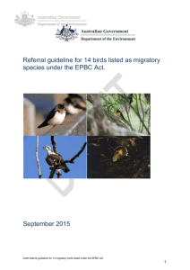 Referral guideline for 14 birds listed as migratory species under the