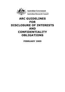 ARC guidelines for disclosure of interest and confidentiality obligations