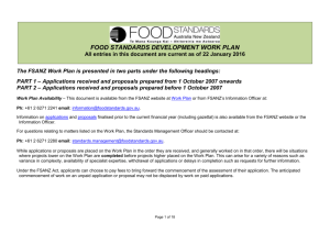 Work Plan LATEST - Food Standards Australia New Zealand