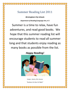 Summer Reading List 2011 - Birmingham City Schools