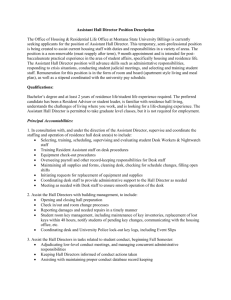 Assistant Hall Director Position Description The Office of Housing