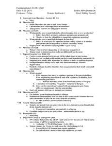 Genes and Gene Mutations