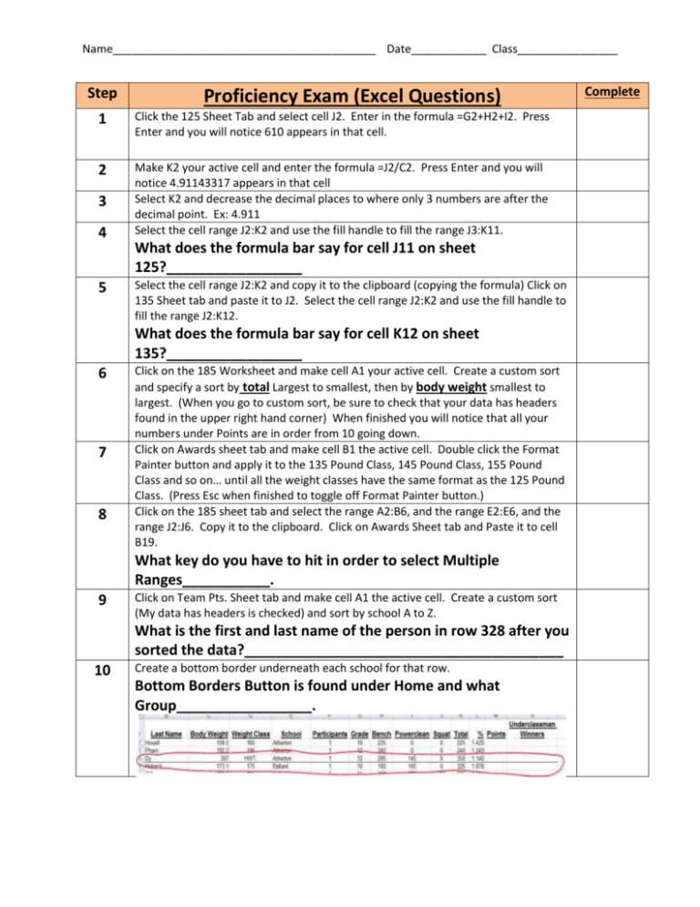 Excel Test Questions With Answers