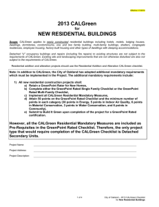 2013 CALGreen for New Residential Buildings