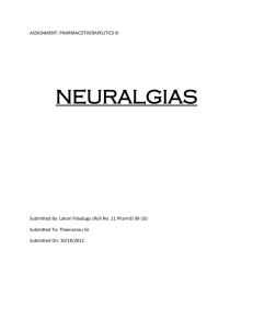Therapeutics – Neuralgias