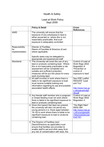 Health & Safety Lead at Work Policy Sept 2009 Policy & Detail Cross