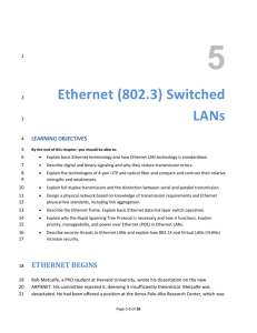 Ethernet Data Link Layer Standards