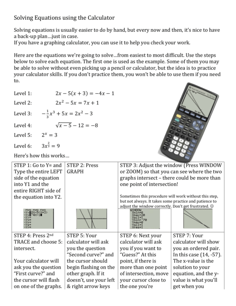 solving algebraic equations with a calculator