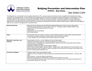 Bullying Prevention and Intervention Plan 2015-16