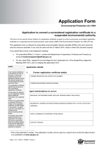 Application to convert a surrendered registration certificate to a