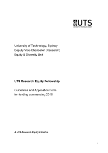 UTS Research Equity Fellowship - University of Technology Sydney