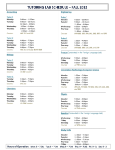 TutorING Lab Schedule * fall 2012