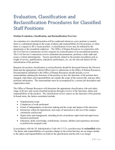 Evaluation, Classification and Reclassification Procedures for