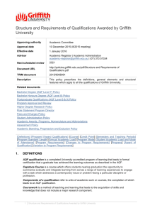 Structure and Requirements of Qualifications Awarded by Griffith