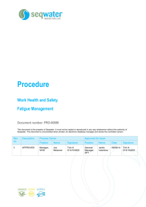 Corporate Safety - WHS Fatigue Management Procedure