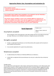 Approaches accepted assumptions and evaluation