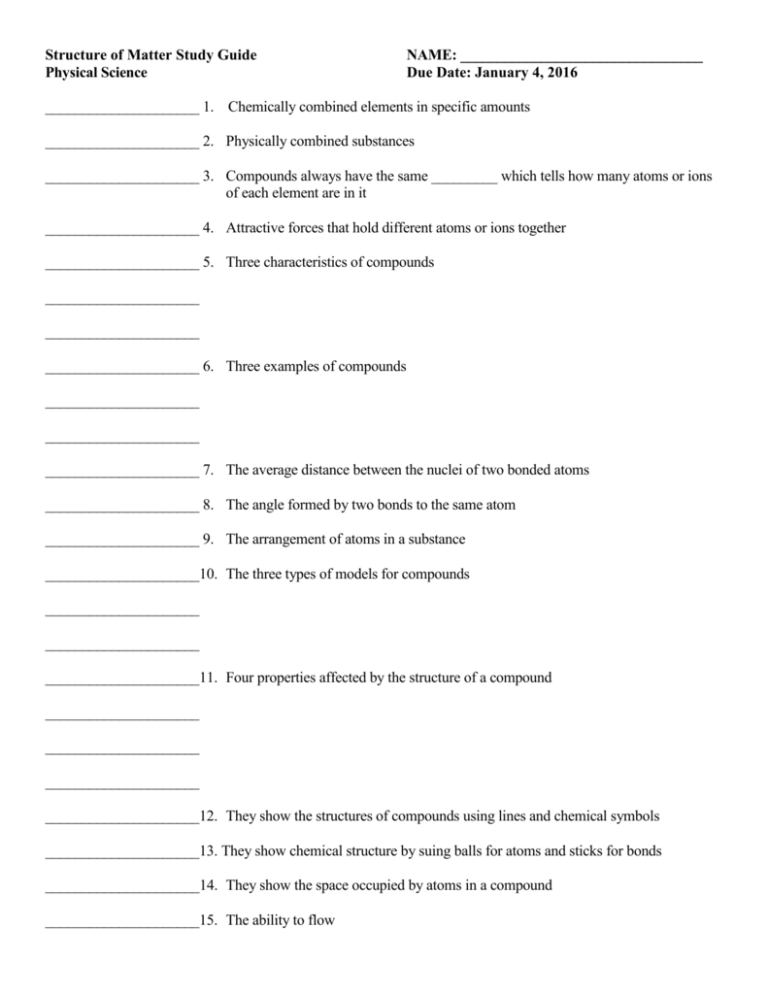 the-structure-of-matter-study-guide