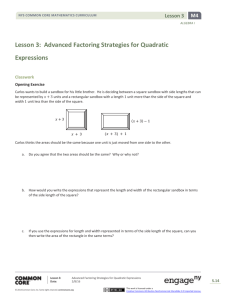 Algebra I Module 4, Topic A, Lesson 3: Student Version