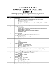 10th Grade AVID Sample Week at a Glance 2013