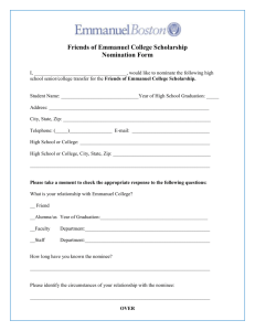 Friends of Emmanuel College Scholarship Nomination Form