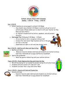 Catholic Schools Week 2015 Schedule Sunday, 1/25/15 – Friday, 1