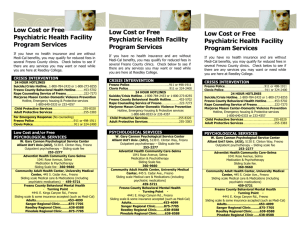 Low Cost or Free Psychiatric Health Facility Program Services
