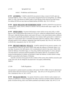 5-301 Springfield Code § 5-304 Article 3. Prohibitions and