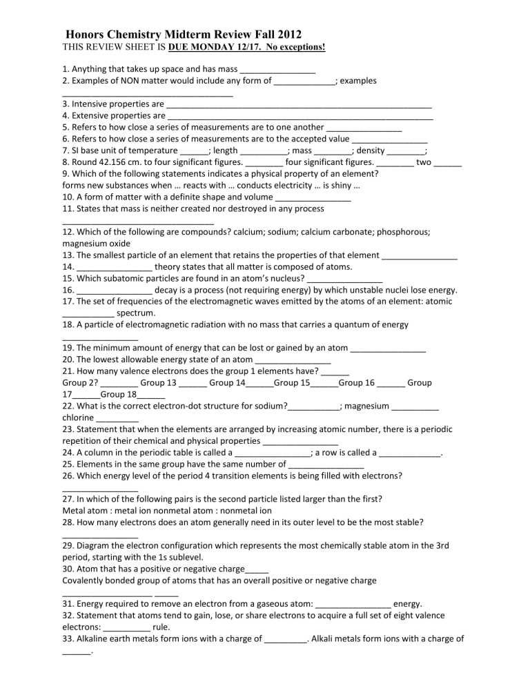 honors-chemistry-midterm-review-fall-2012