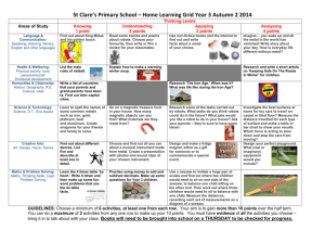 Sacred heart Primary * Home Learning Grid