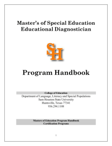 Master`s of Special Education Educational Diagnostician Program