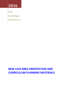 New LSUS MBA Orientation and curriculum Planning Materials