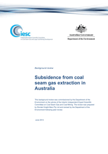 Background review: subsidence from coal seam gas extraction in
