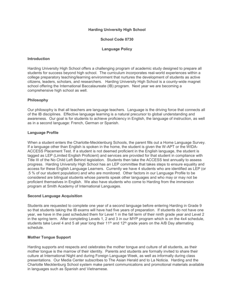 IB Language Policy CMS School Web Sites