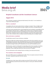 Hospital Consultants and the Consultants Contract August 2013