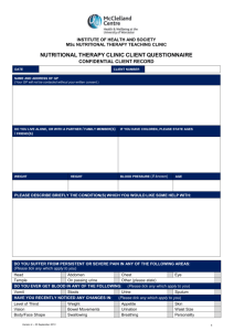 nutritional therapy clinic client questionnaire